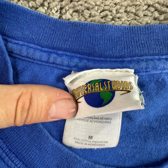 Spider Man Shirt Mens Medium Blue Red Short Sleeve Universal Studios Super Hero* - Picture 6 of 12